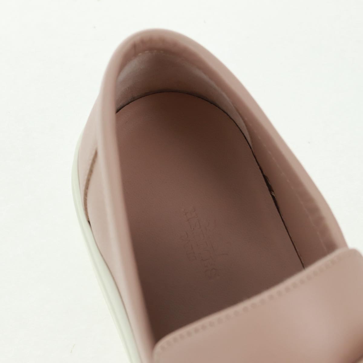 HERMES Game Sneakers Leather Beige Gold Auth 169145SAM