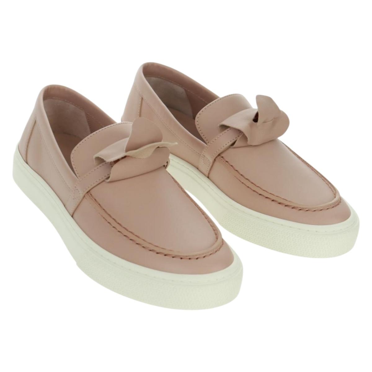 HERMES Game Sneakers Leather Beige Gold Auth 169145SAM