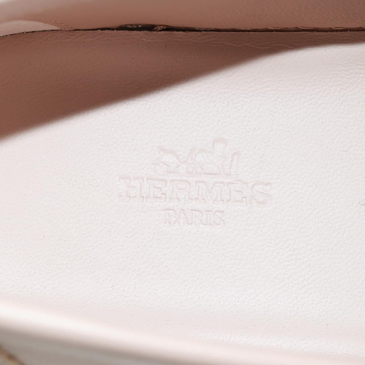 HERMES Game Sneakers Leather Beige Gold Auth 169145SAM