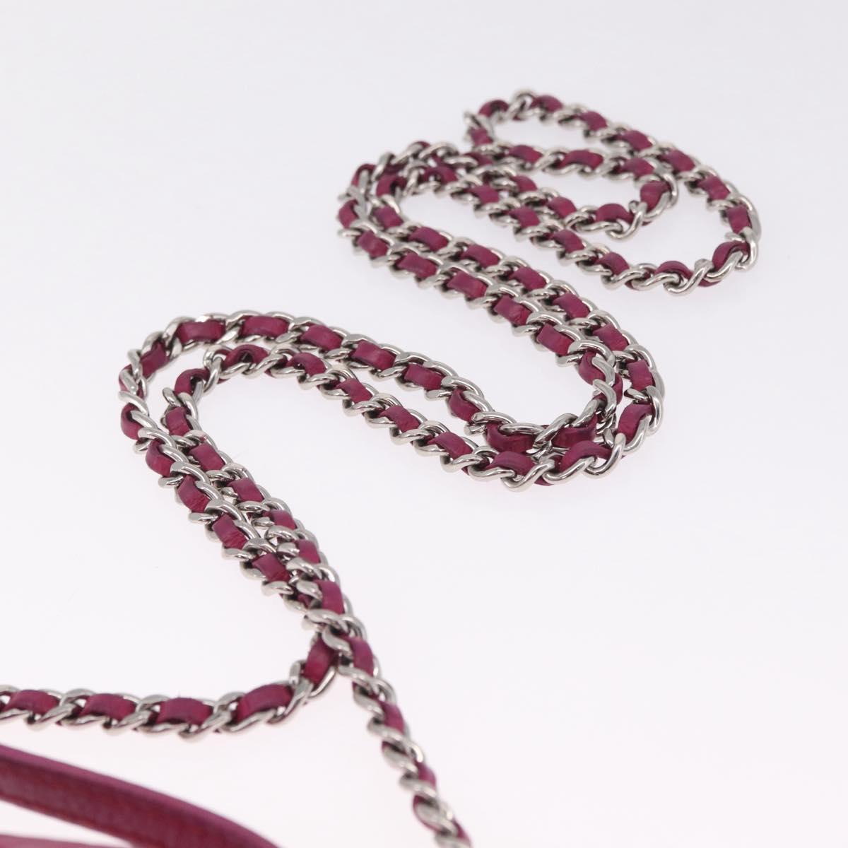 CHANEL Matelasse Ultra Stitch Hampton Chain Leather 2way Pink CC Auth 169161A