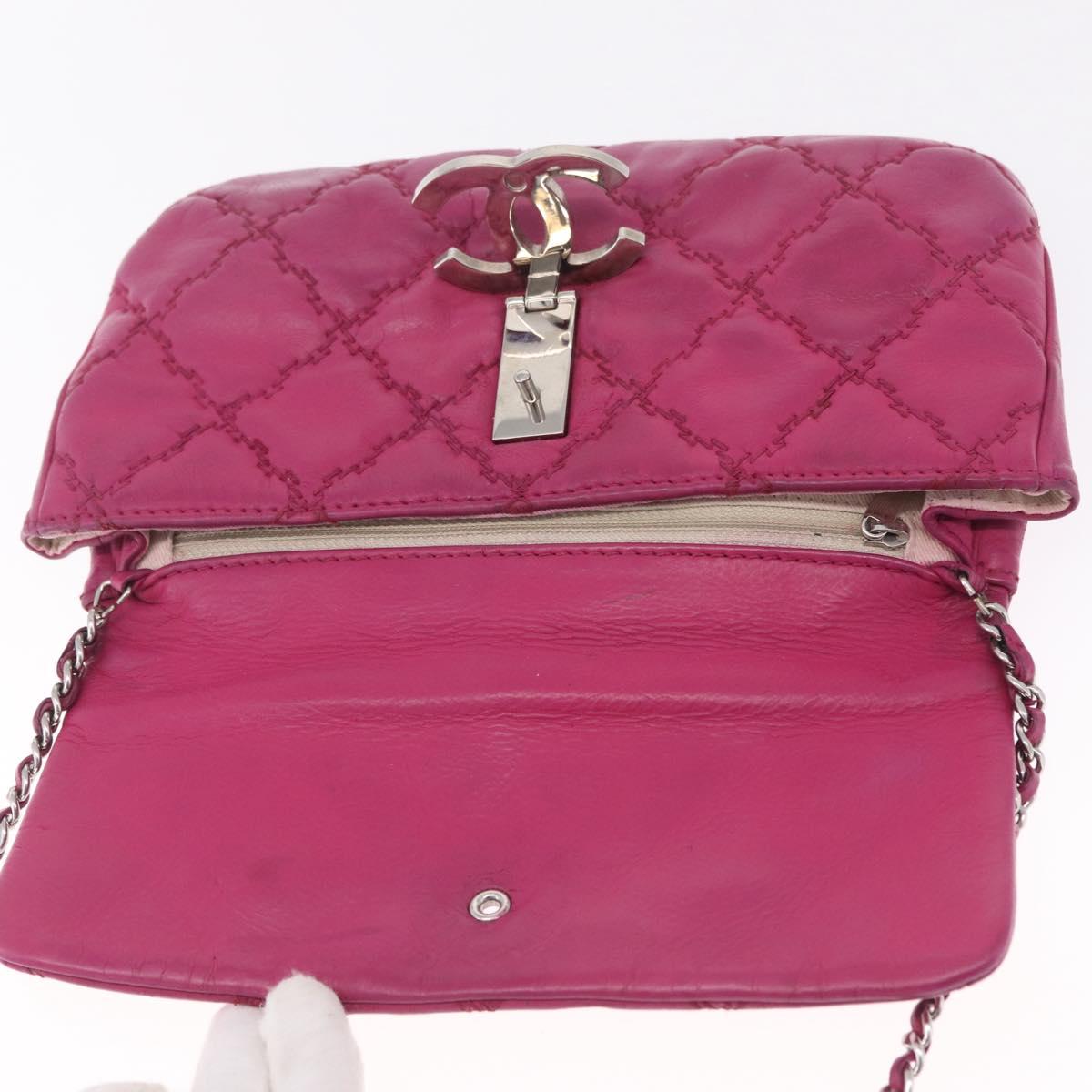 CHANEL Matelasse Ultra Stitch Hampton Chain Leather 2way Pink CC Auth 169161A