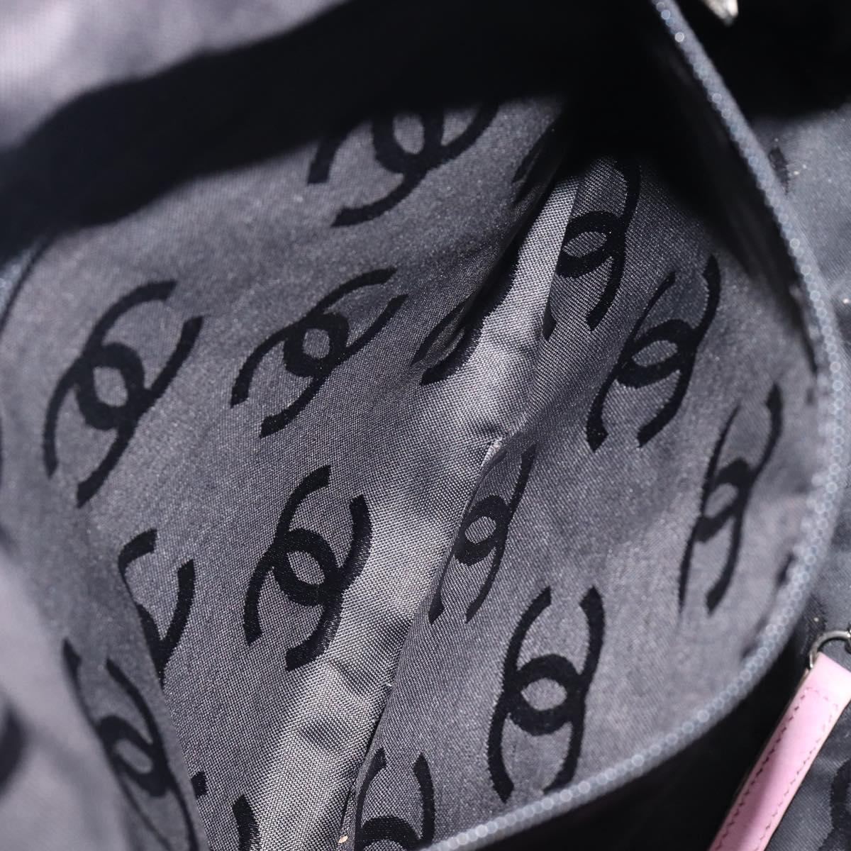 CHANEL Cambon Line Tote Bag Leather Pink Silver CC Auth 169166