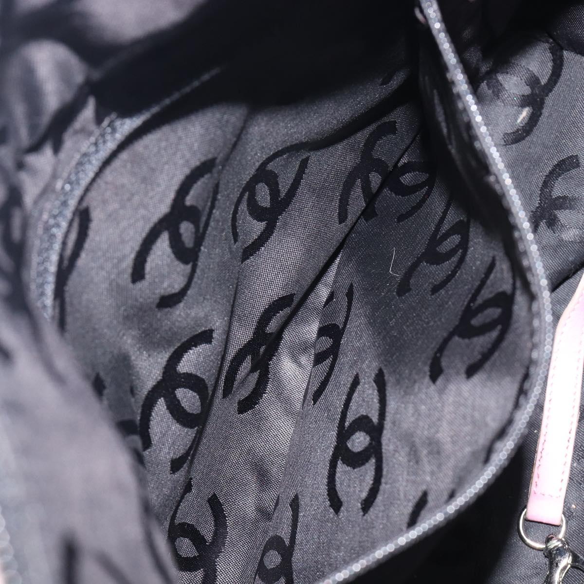 CHANEL Cambon Line Tote Bag Leather Pink Silver CC Auth 169166