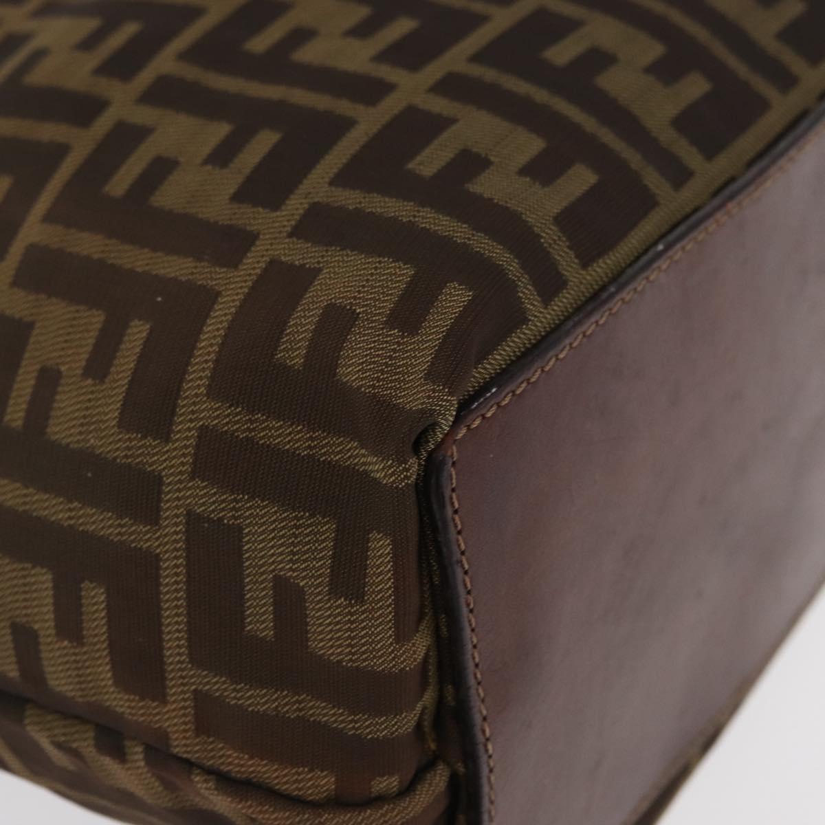 FENDI Zucca Canvas Tote Bag Black Brown Auth 169183