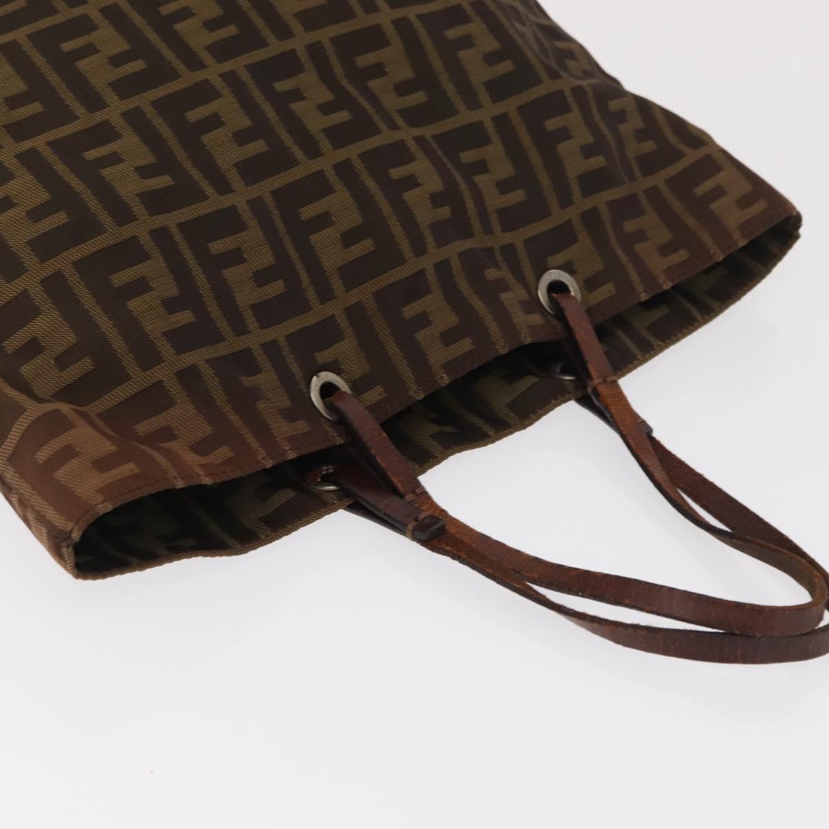 FENDI Zucca Canvas Tote Bag Black Brown Auth 169183