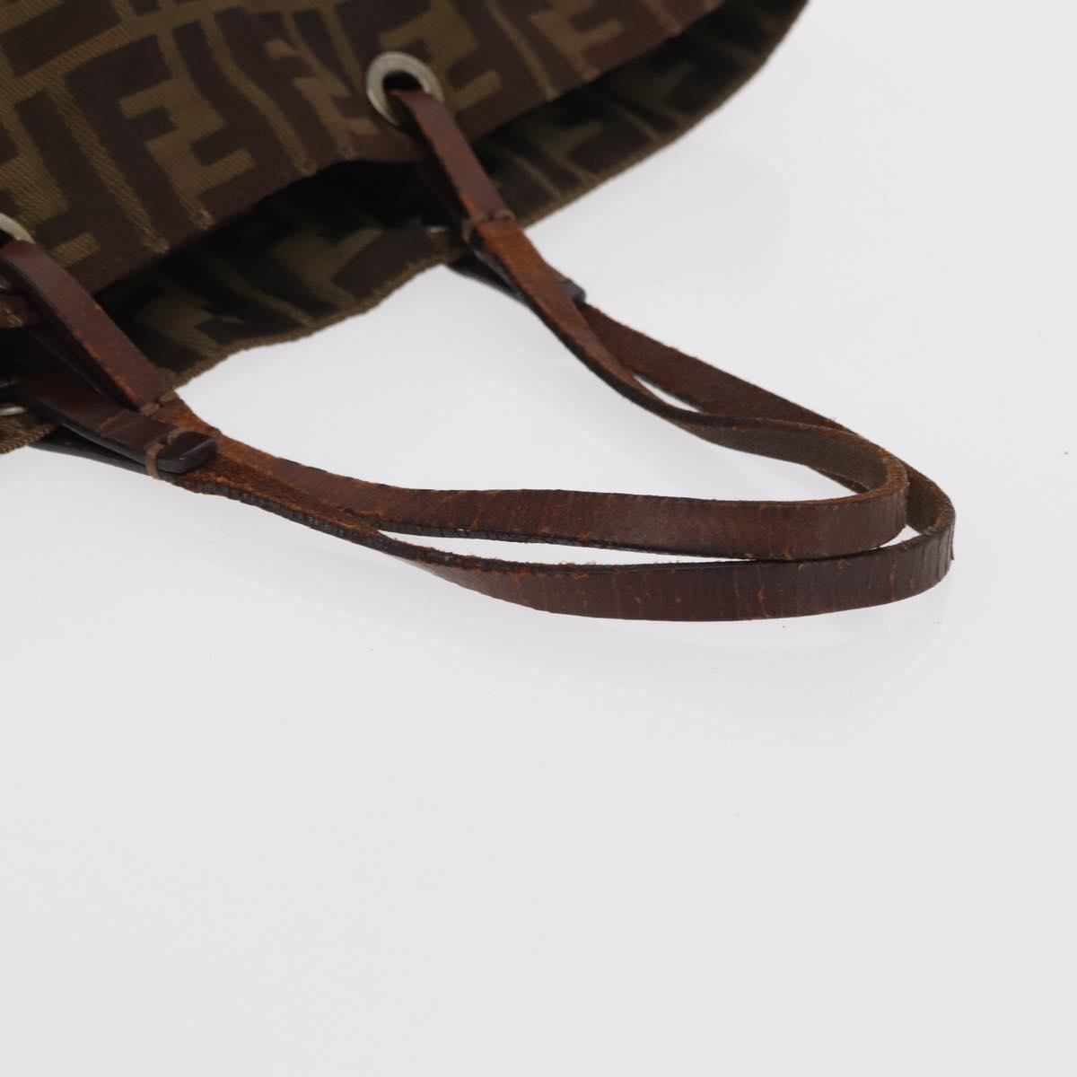 FENDI Zucca Canvas Tote Bag Black Brown Auth 169183