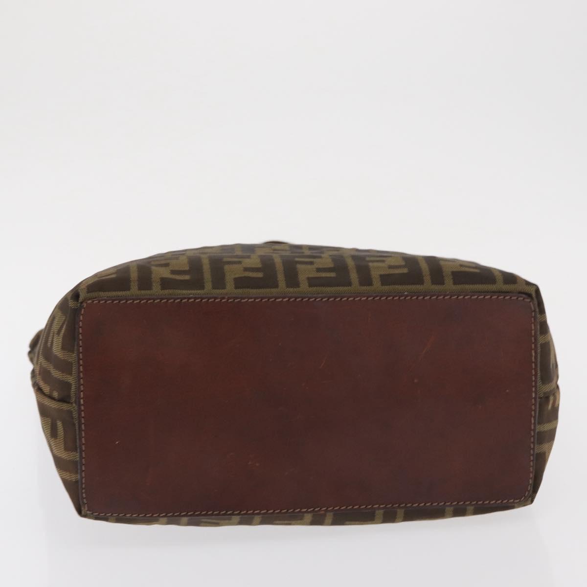 FENDI Zucca Canvas Tote Bag Black Brown Auth 169183
