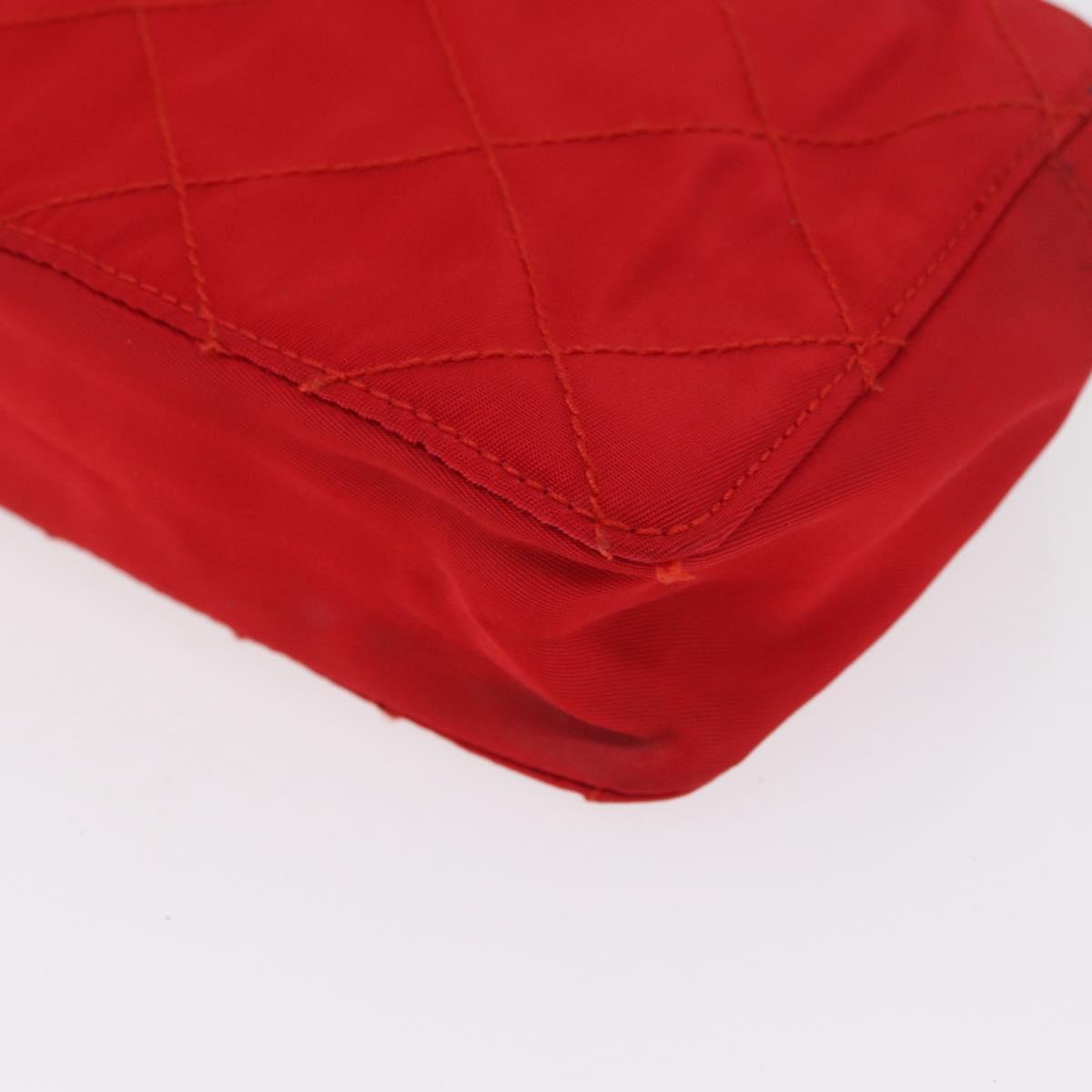 PRADA Shoulder Pouch Nylon Red Gold Auth 169188