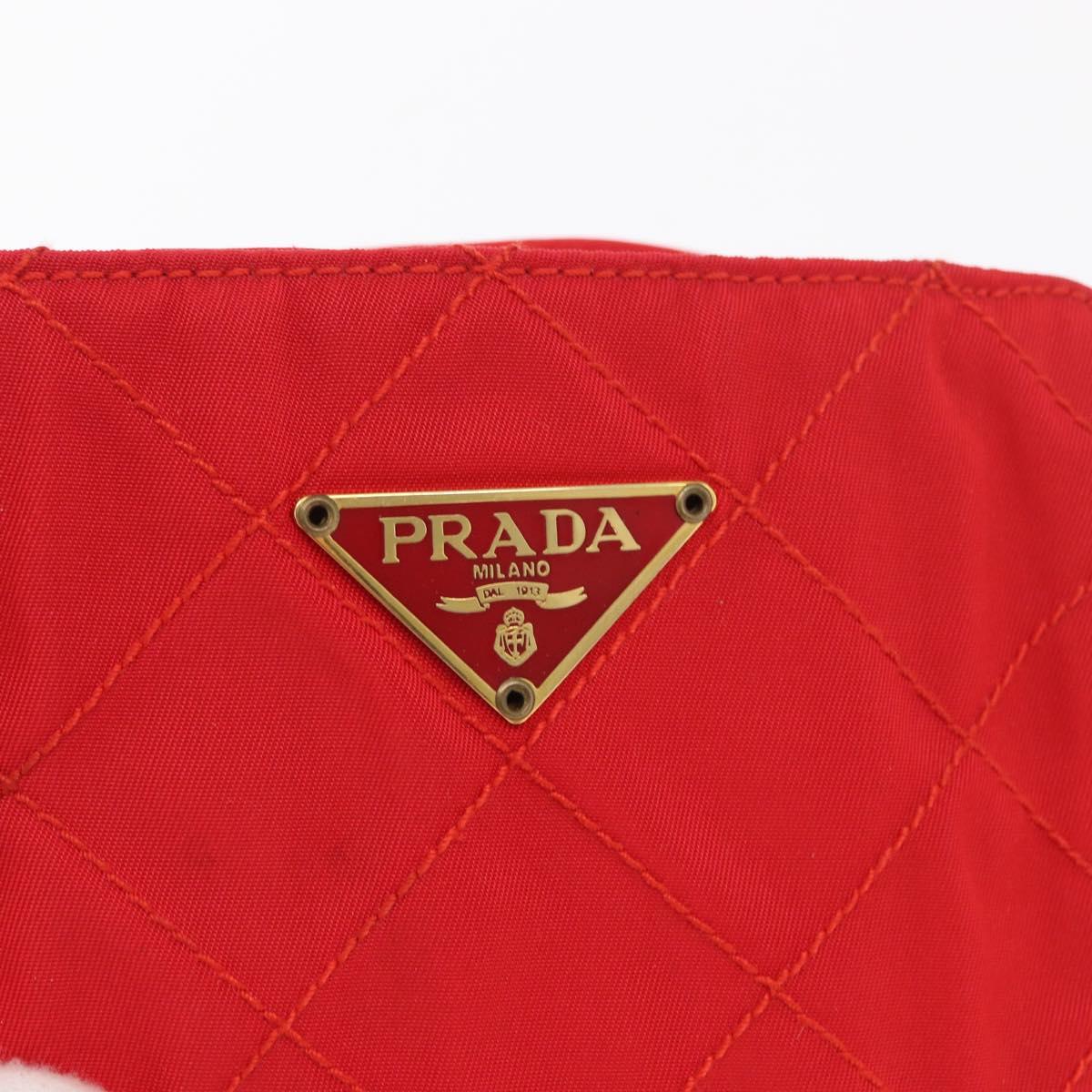 PRADA Shoulder Pouch Nylon Red Gold Auth 169188