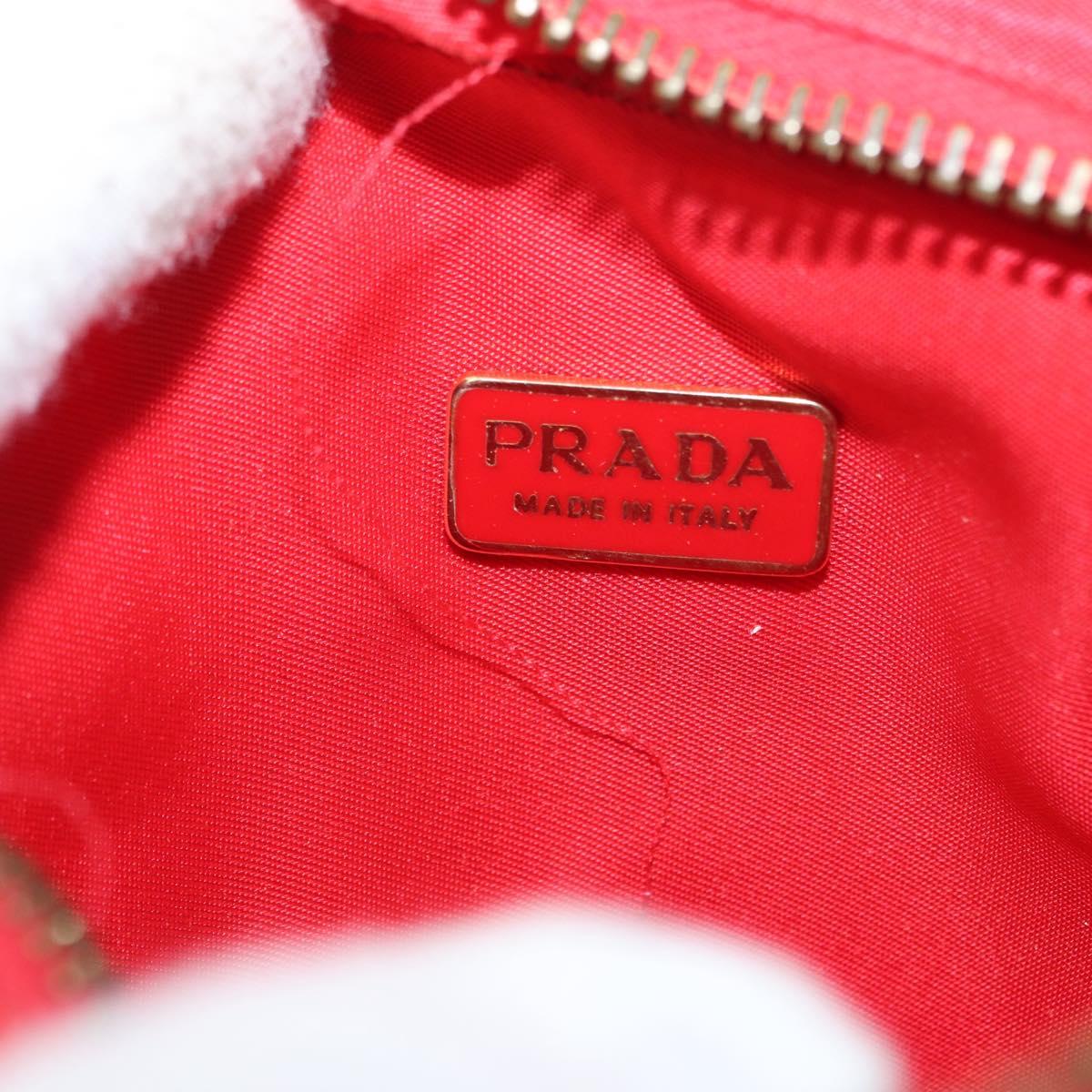PRADA Shoulder Pouch Nylon Red Gold Auth 169188