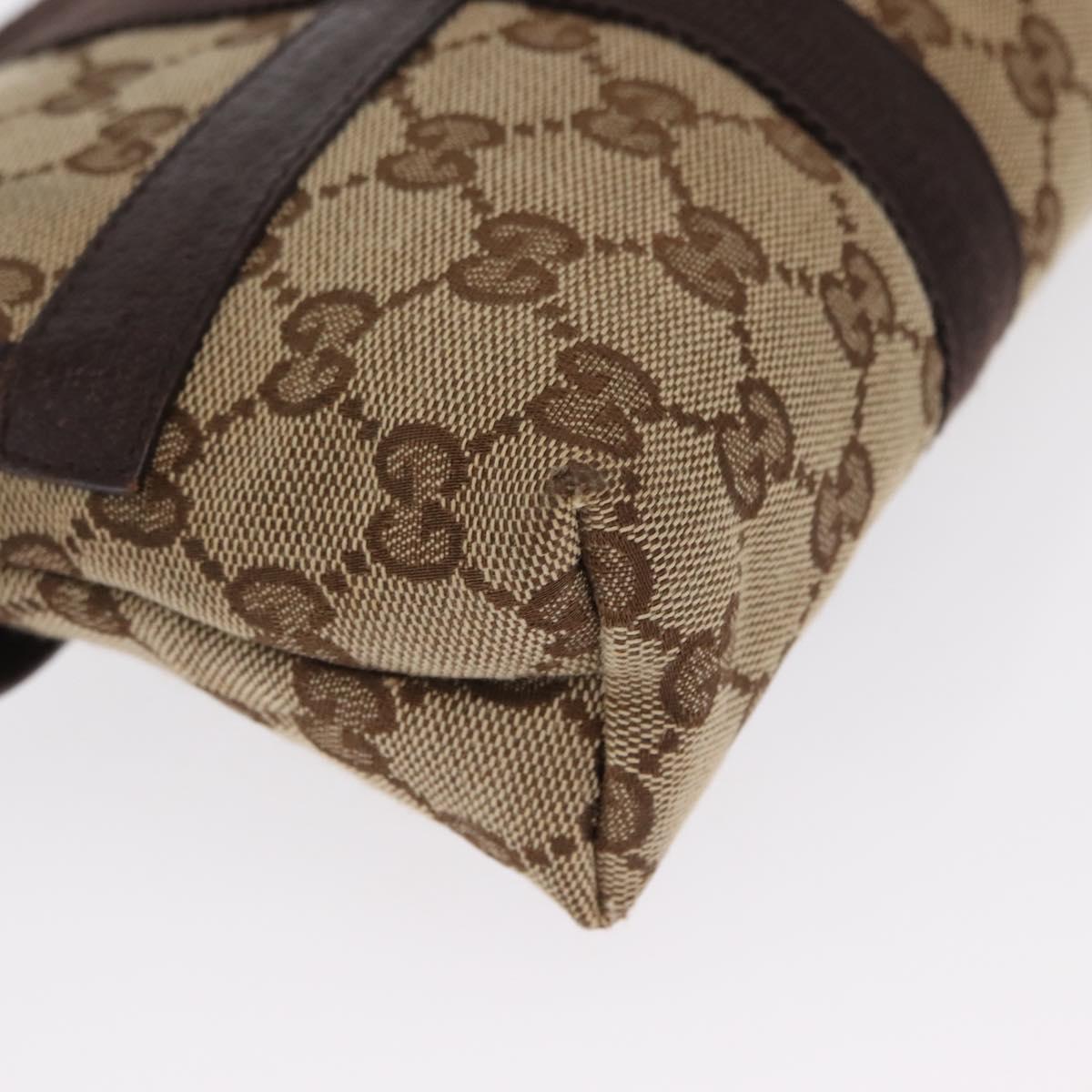 GUCCI GG Canvas Waist Bag Beige Silver 131236 Auth 169193