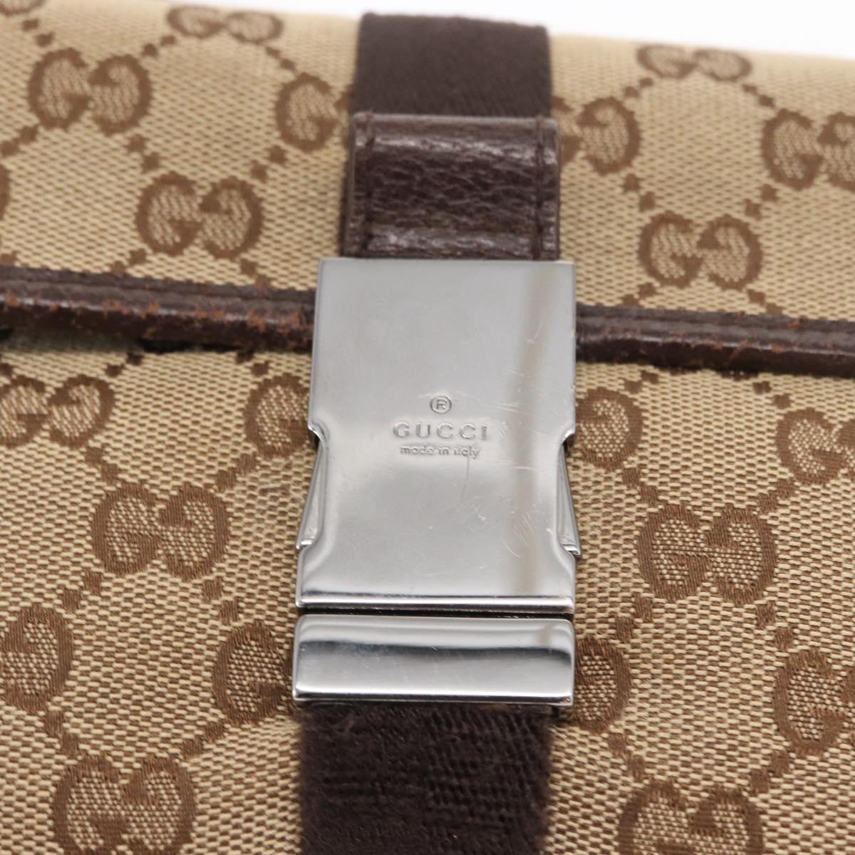 GUCCI GG Canvas Waist Bag Beige Silver 131236 Auth 169193