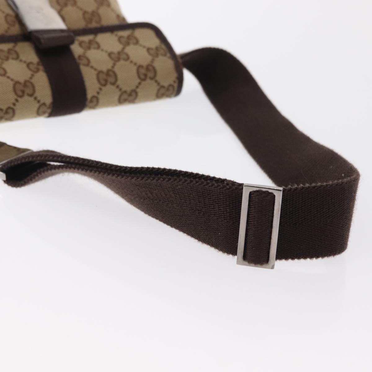 GUCCI GG Canvas Waist Bag Beige Silver 131236 Auth 169193