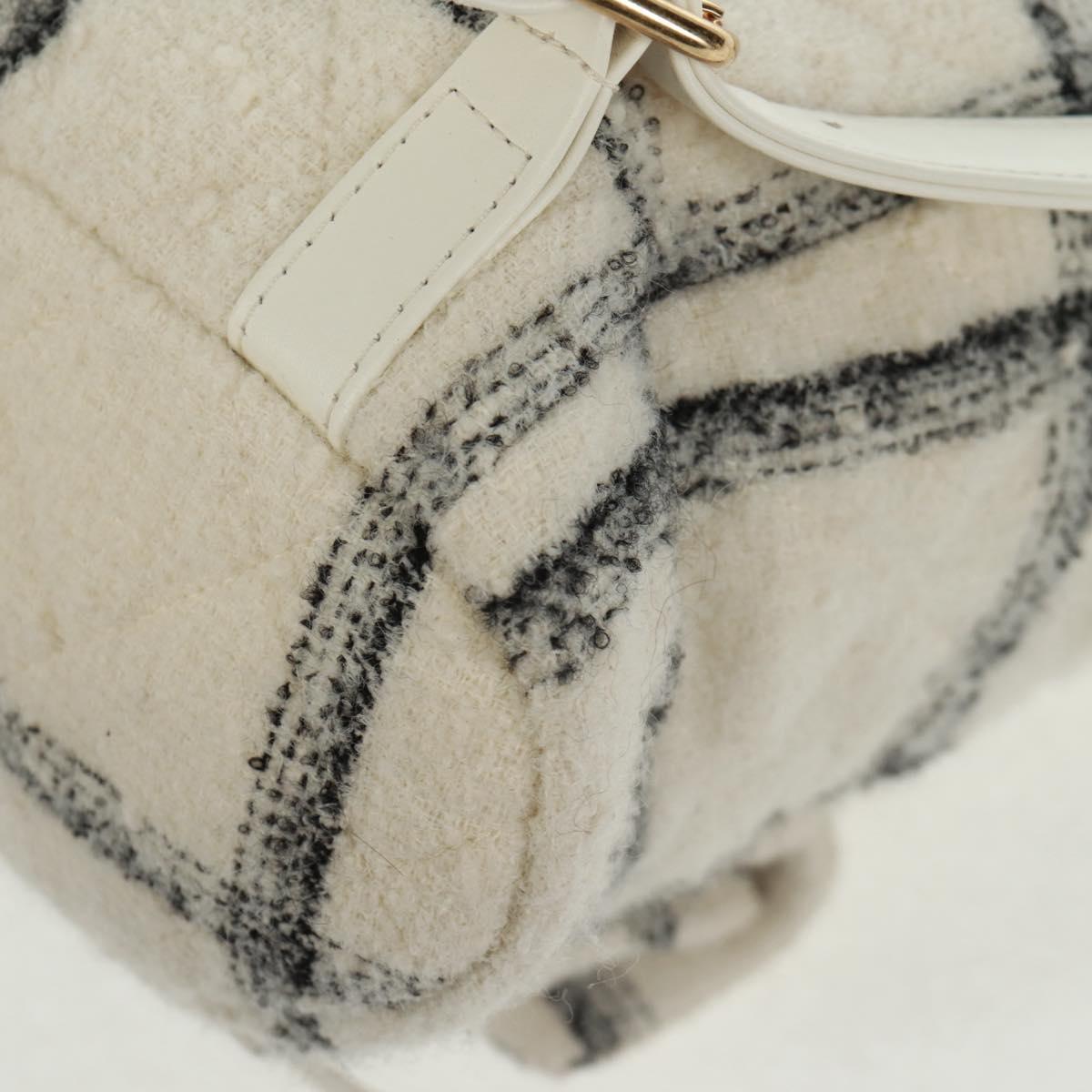 CHANEL Backpack Tweed Gold White CC Auth 169198SM