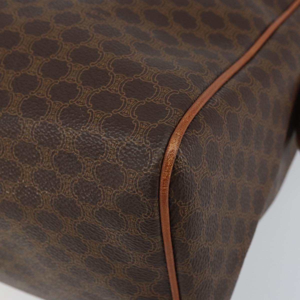 CELINE Macadam Canvas Hand Bag PVC Beige Gold Auth 169281V