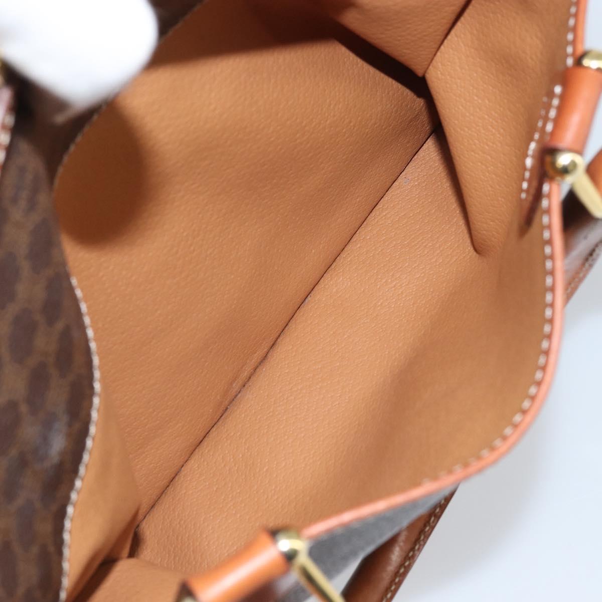 CELINE Macadam Canvas Hand Bag PVC Beige Gold Auth 169281V