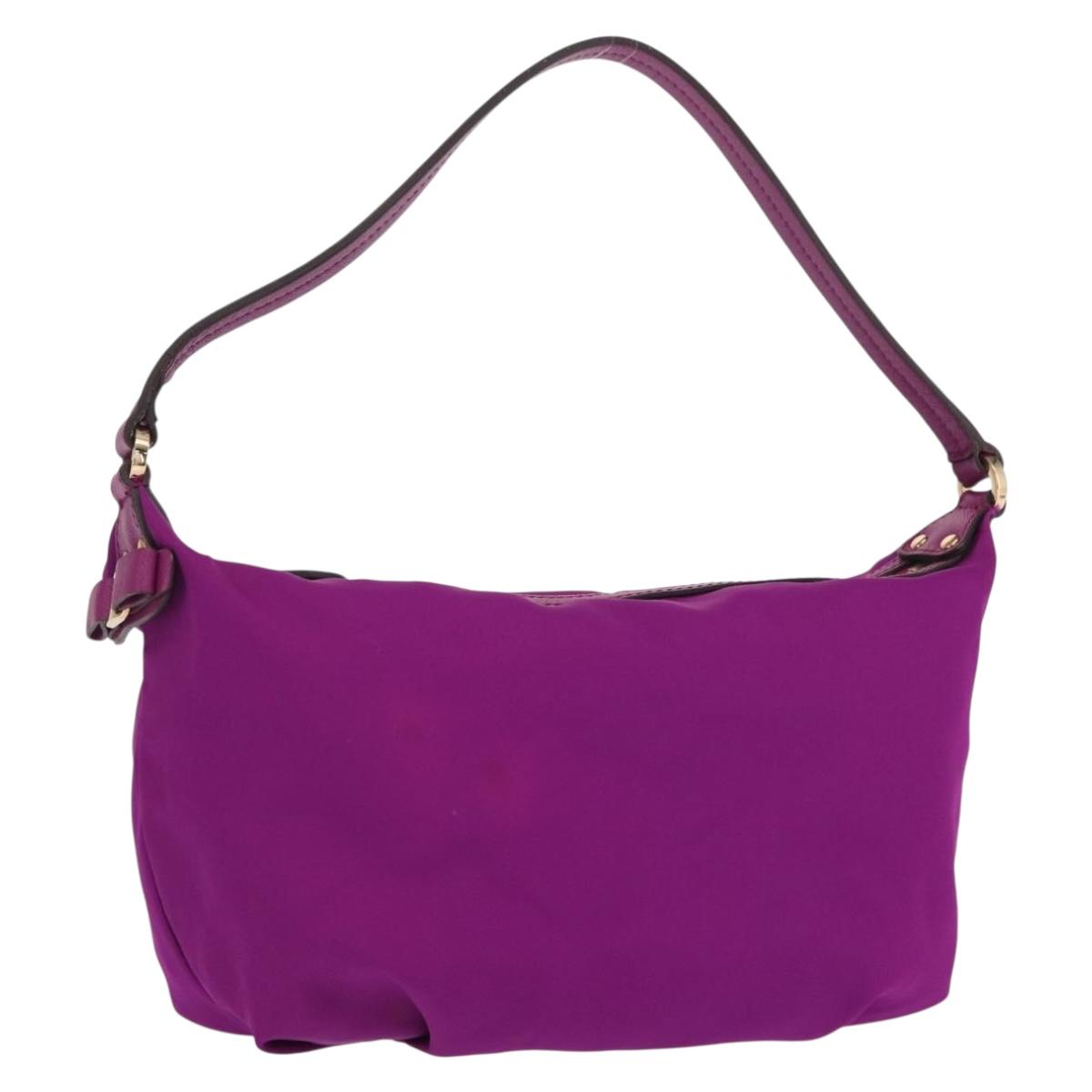 Salvatore Ferragamo Hand Pouch Nylon Purple Gold Auth 169291V