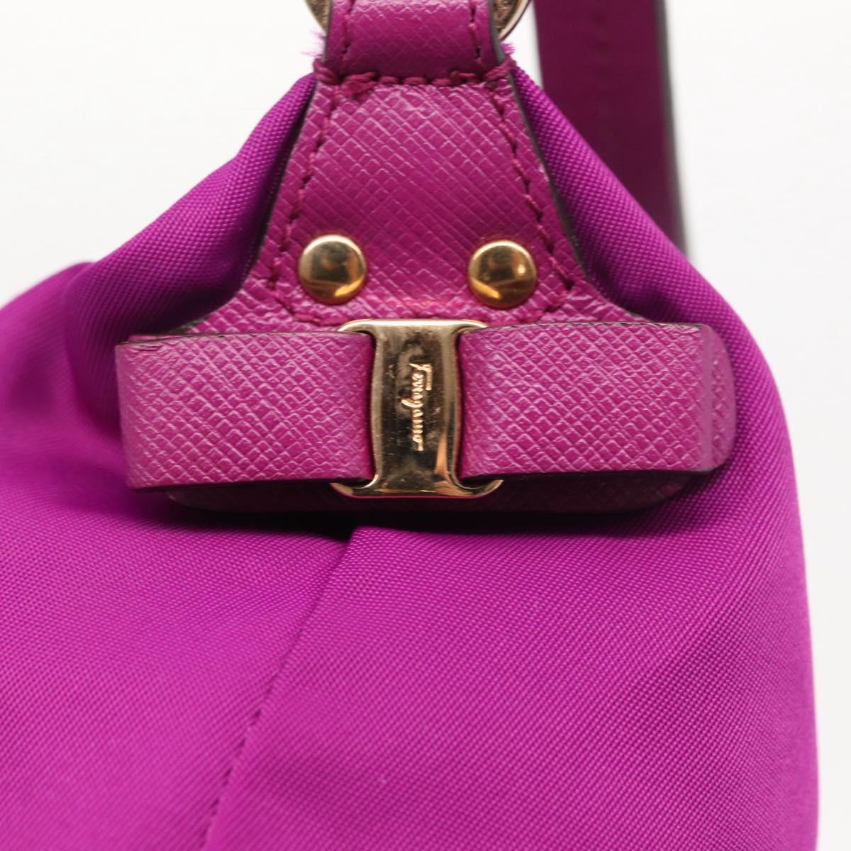Salvatore Ferragamo Hand Pouch Nylon Purple Gold Auth 169291V