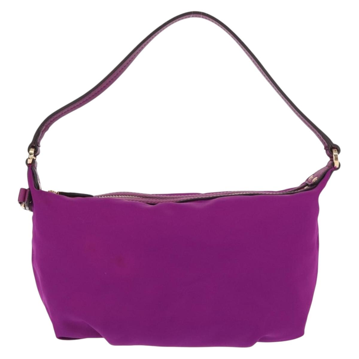 Salvatore Ferragamo Hand Pouch Nylon Purple Gold Auth 169291V