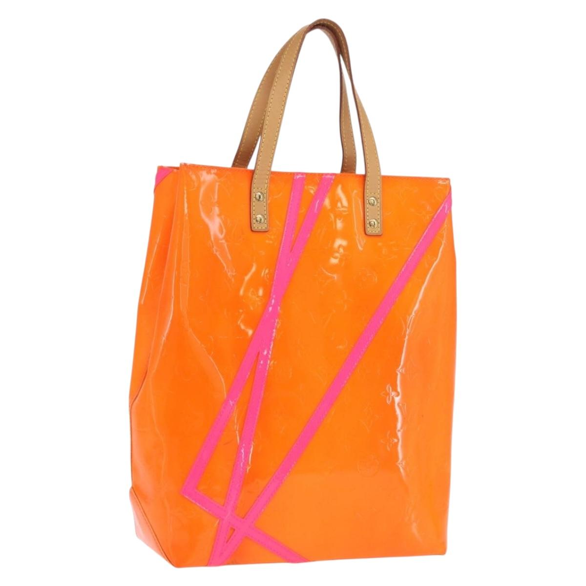 LOUIS VUITTON Monogram Vernis Fluo Reade MM Bag Orange Pink M91902 Auth 169293V