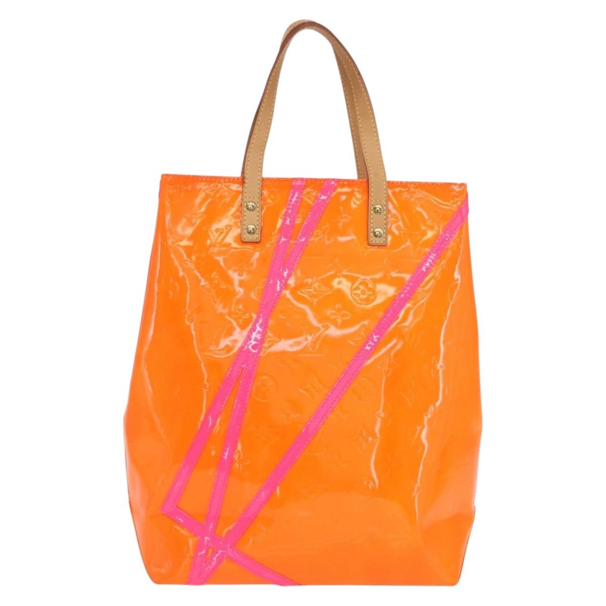 LOUIS VUITTON Monogram Vernis Fluo Reade MM Bag Orange Pink M91902 Auth 169293V