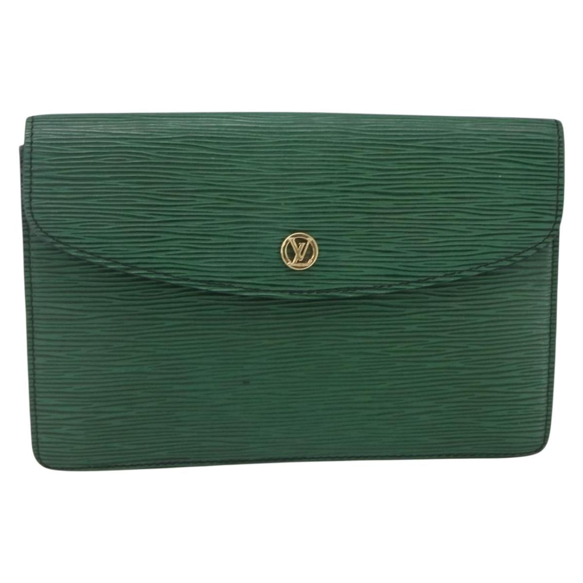 LOUIS VUITTON Epi Montaigne 23 Clutch Bag Green M52664 LV Auth 169311