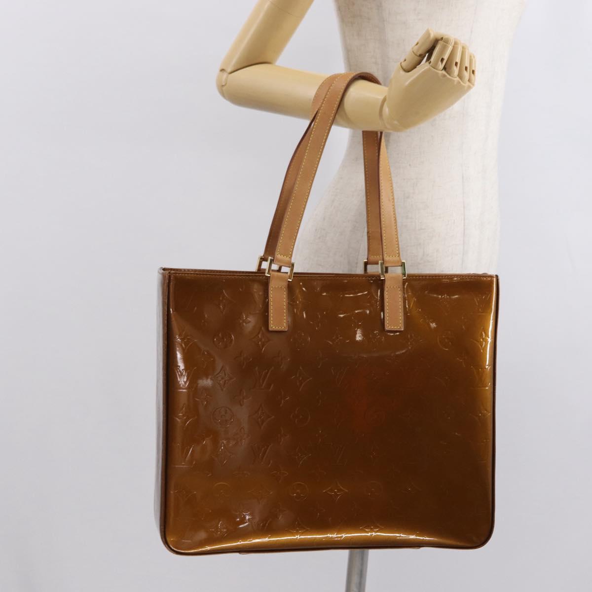 LOUIS VUITTON Monogram Vernis Columbus Tote Bag Bronze M91134 LV Auth 169337
