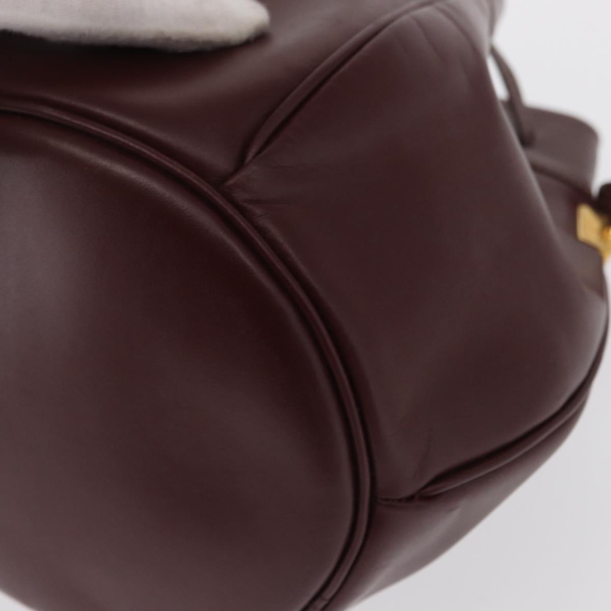 CARTIER Must Line Shoulder Bag Leather Bordeaux Gold Auth 169368
