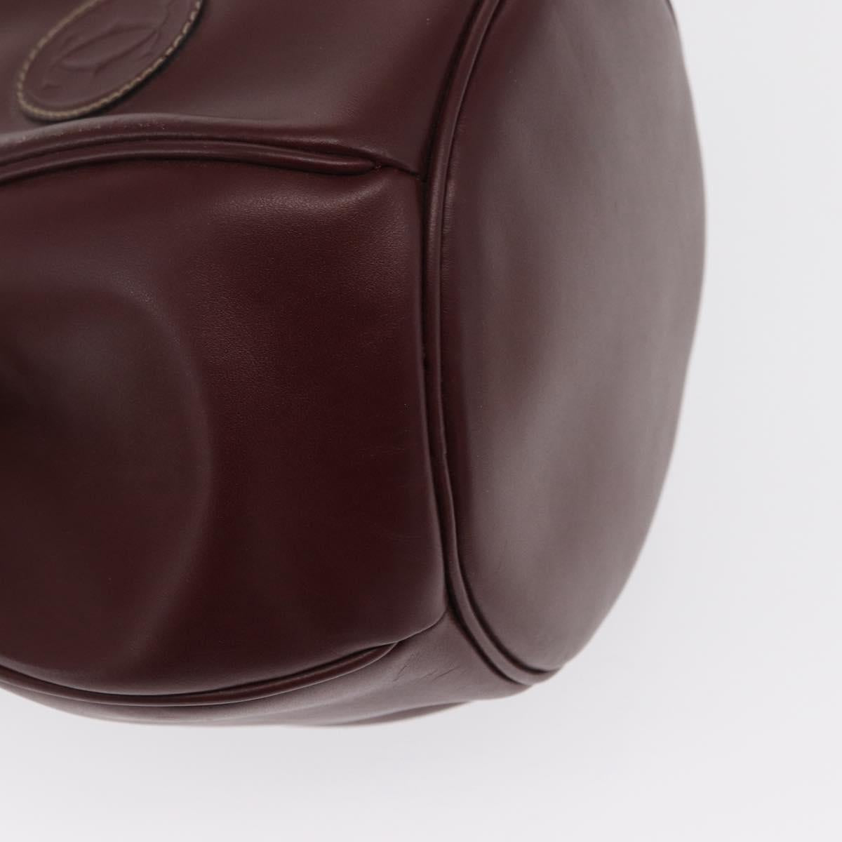CARTIER Must Line Shoulder Bag Leather Bordeaux Gold Auth 169368