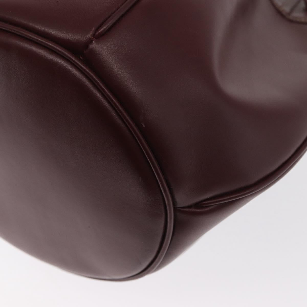 CARTIER Must Line Shoulder Bag Leather Bordeaux Gold Auth 169368