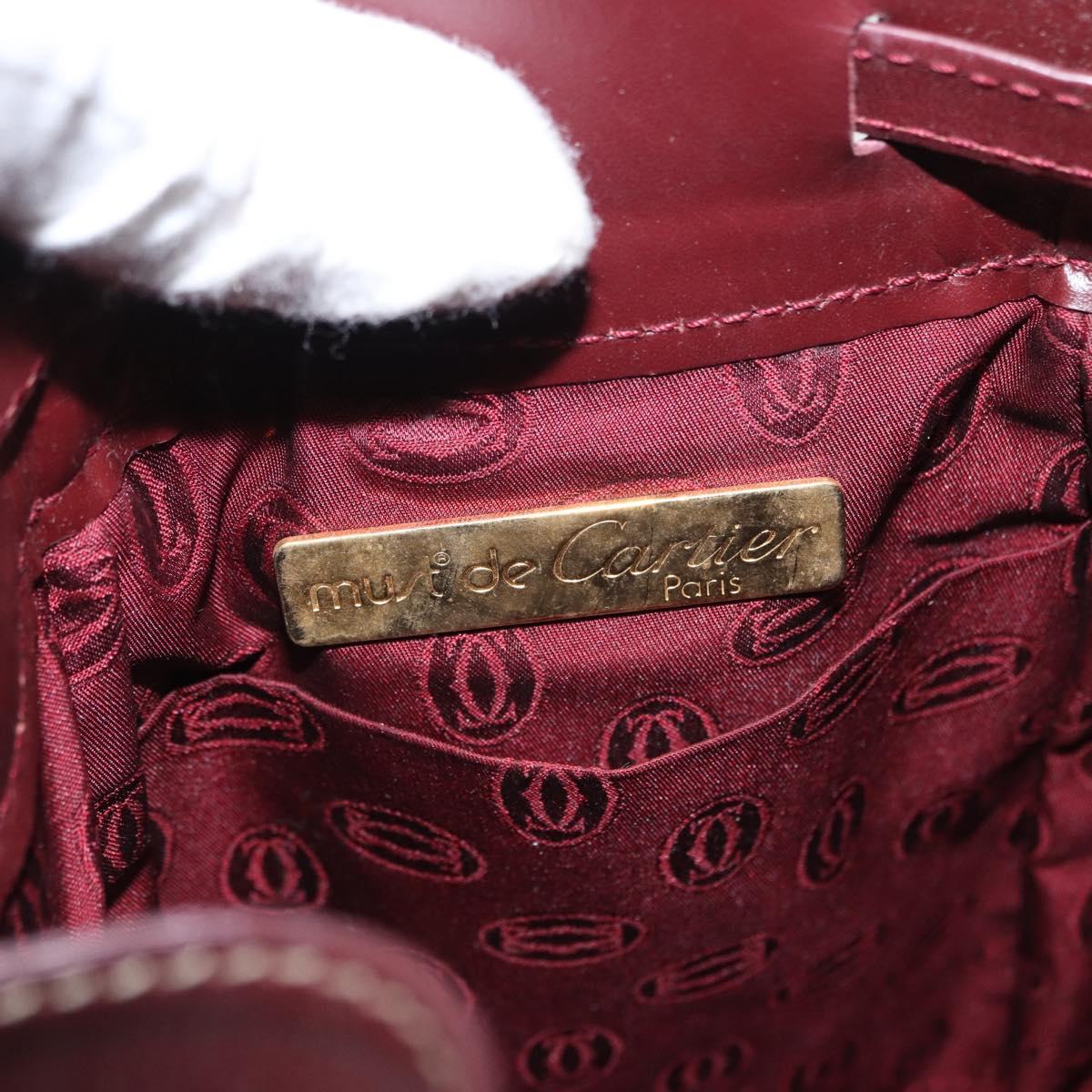 CARTIER Must Line Shoulder Bag Leather Bordeaux Gold Auth 169368