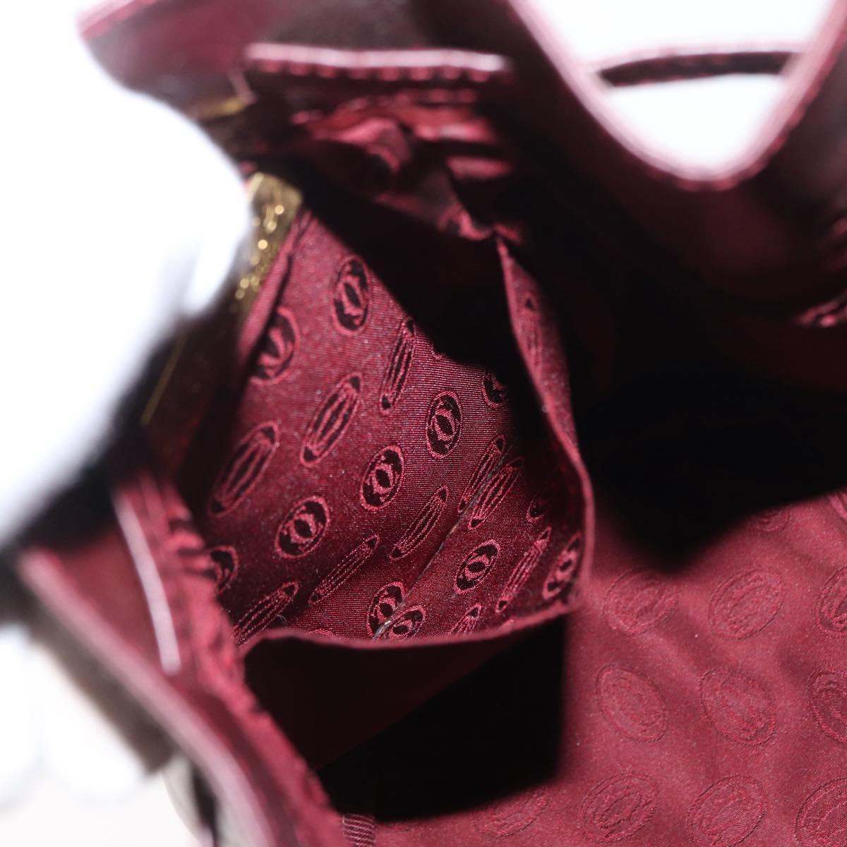 CARTIER Must Line Shoulder Bag Leather Bordeaux Gold Auth 169368