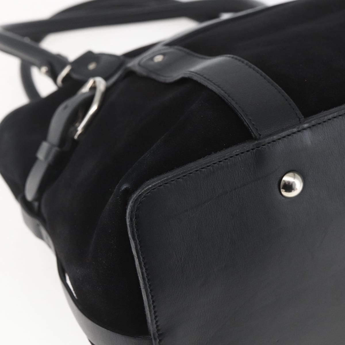Salvatore Ferragamo Hand Bag Suede Black Silver Auth 169371