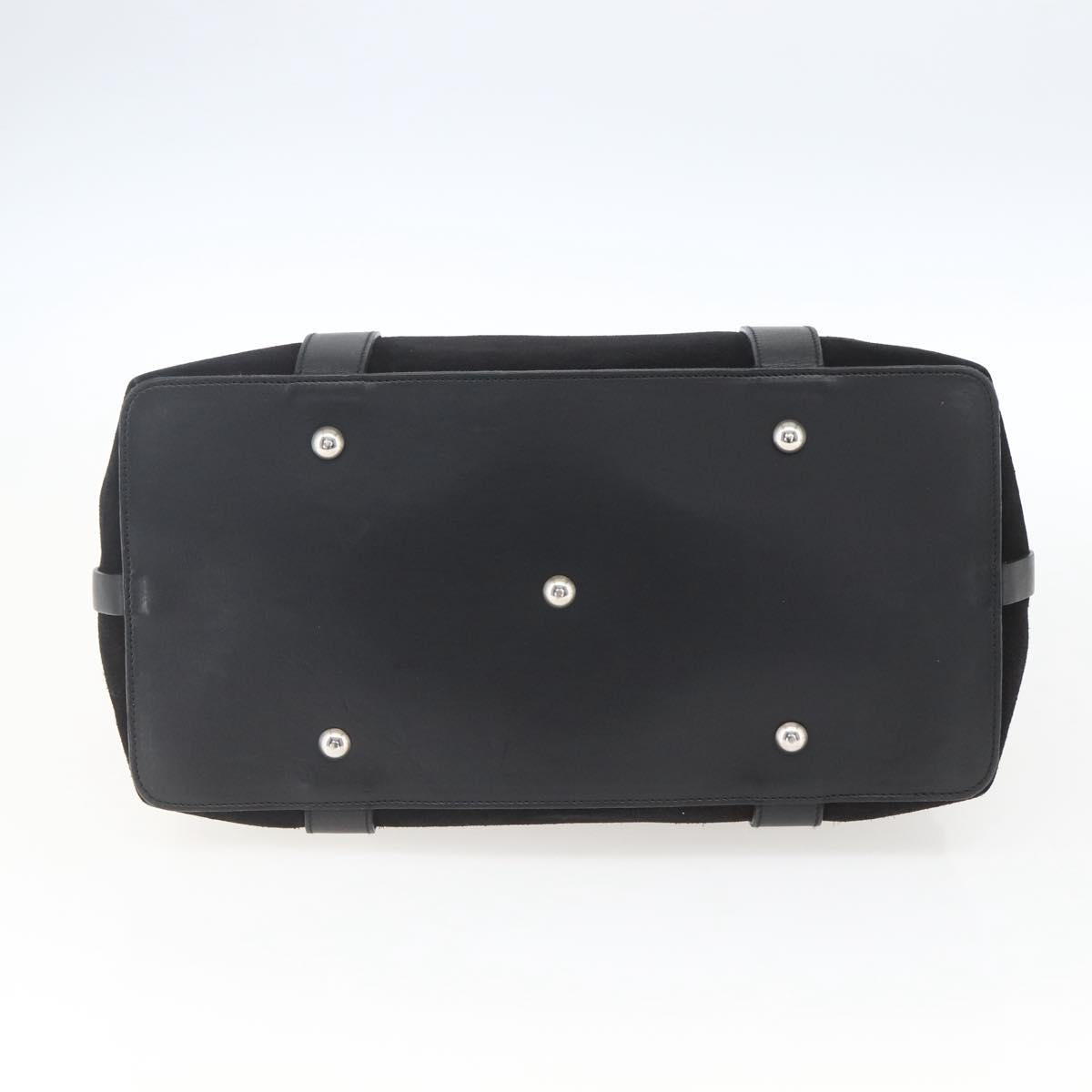 Salvatore Ferragamo Hand Bag Suede Black Silver Auth 169371