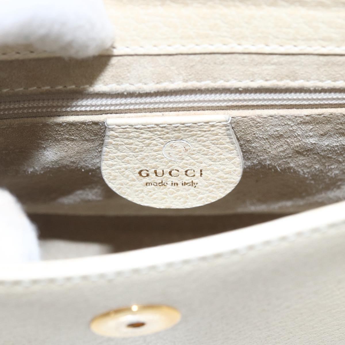 GUCCI Bamboo Hand Bag Leather White Gold 000 1014 1888 Auth 169372