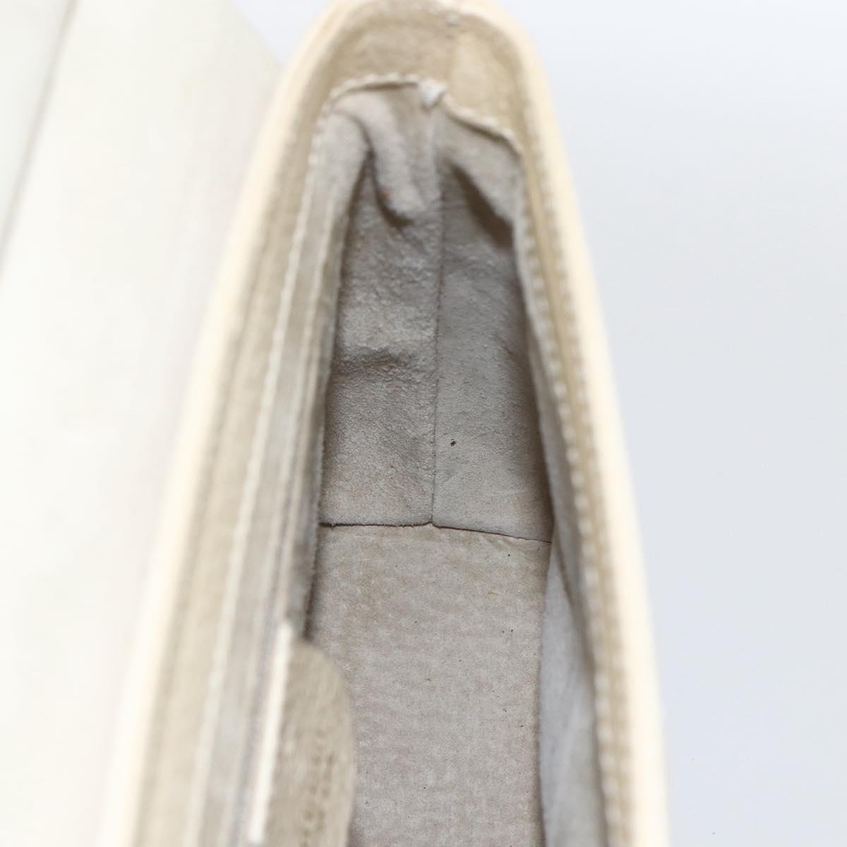 GUCCI Bamboo Hand Bag Leather White Gold 000 1014 1888 Auth 169372