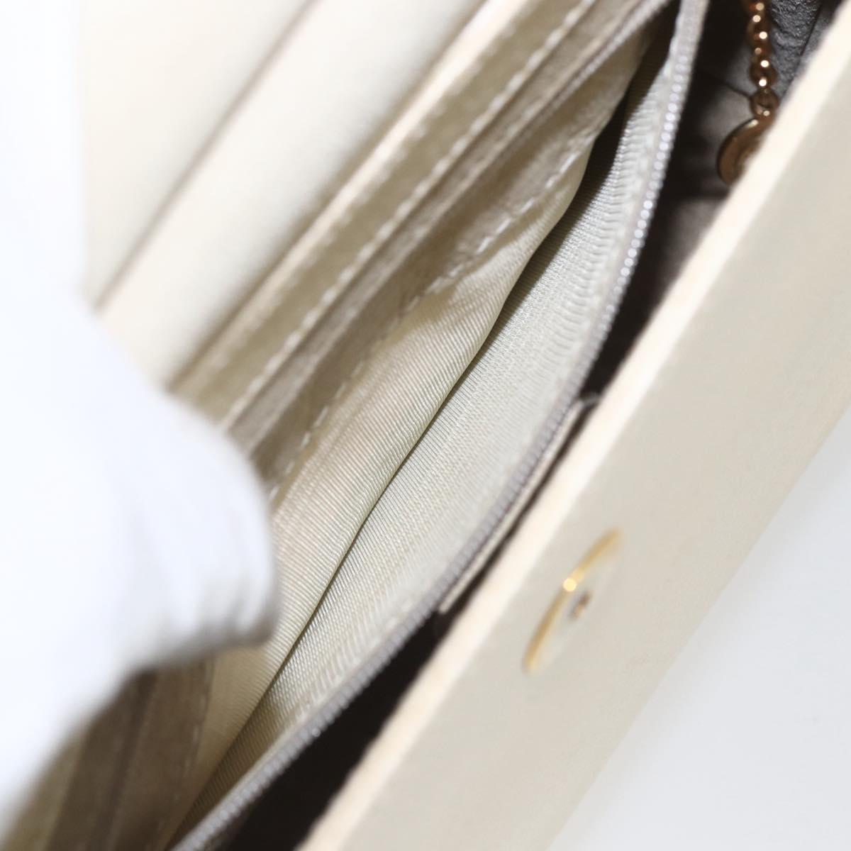 GUCCI Bamboo Hand Bag Leather White Gold 000 1014 1888 Auth 169372