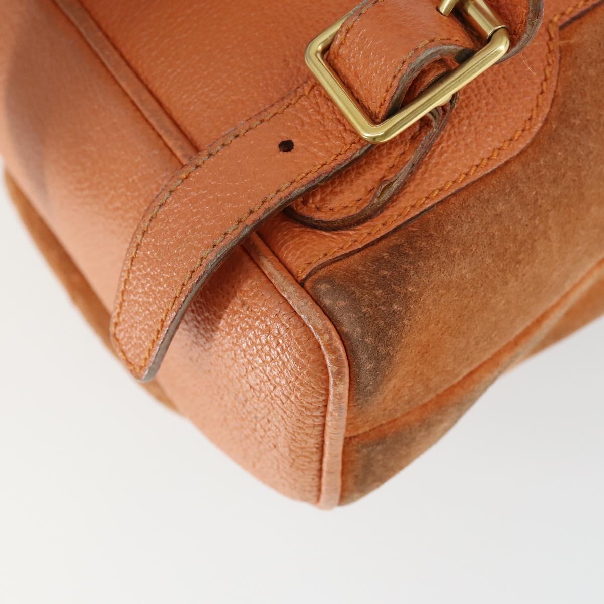 GUCCI Bamboo Backpack Suede Orange Gold Auth 169373