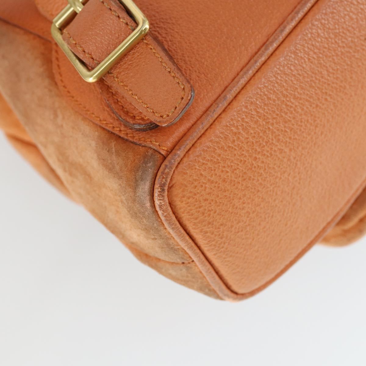 GUCCI Bamboo Backpack Suede Orange Gold Auth 169373