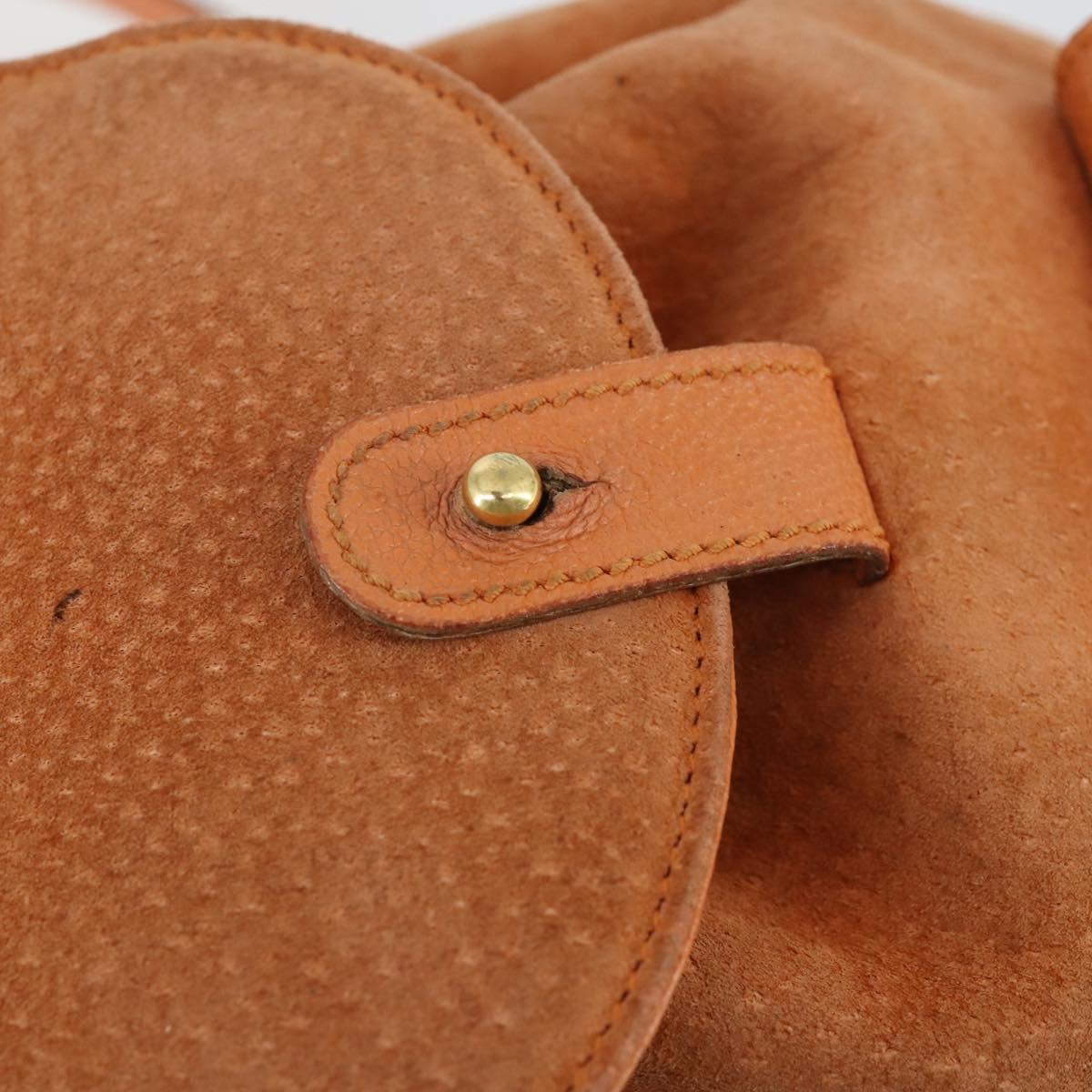 GUCCI Bamboo Backpack Suede Orange Gold Auth 169373