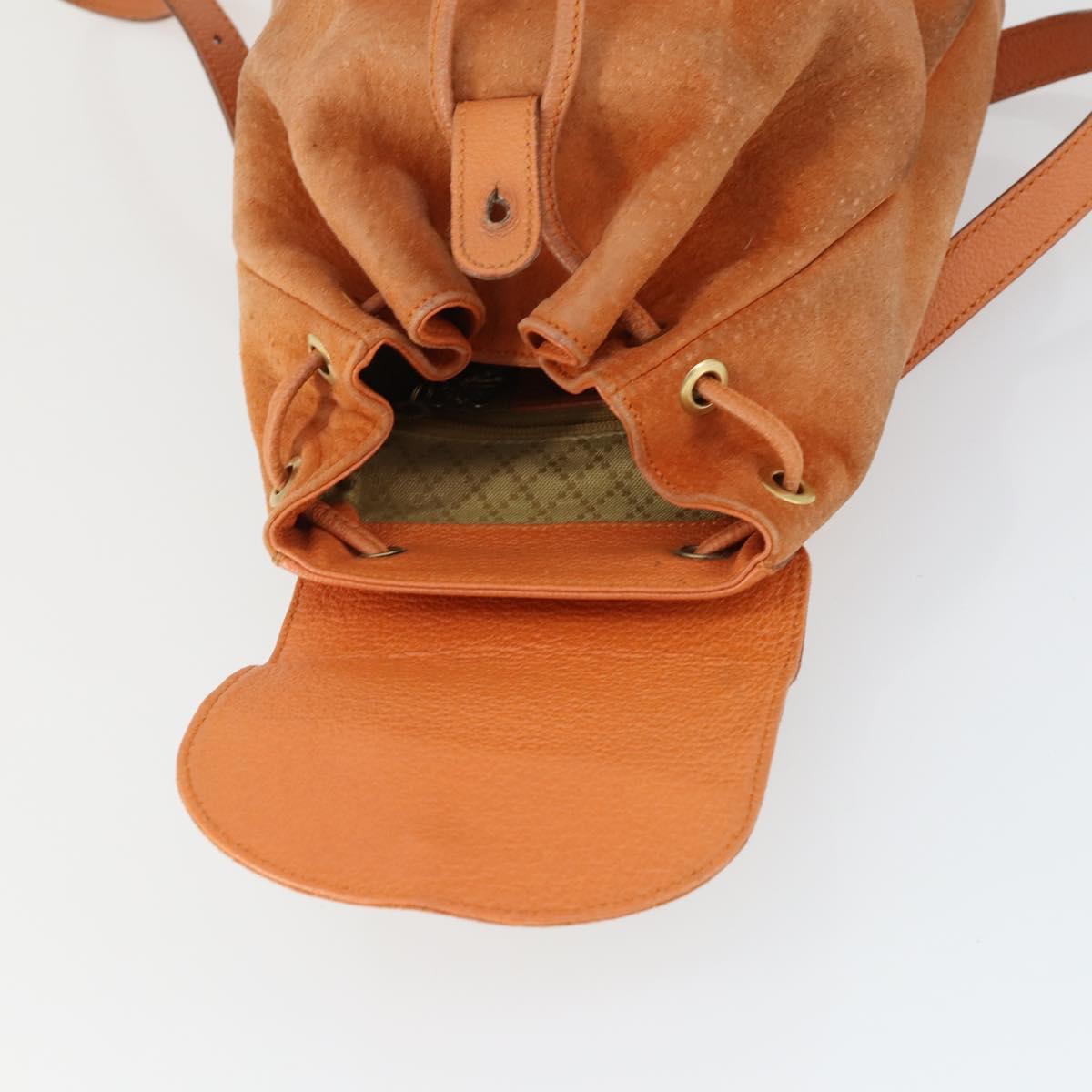GUCCI Bamboo Backpack Suede Orange Gold Auth 169373