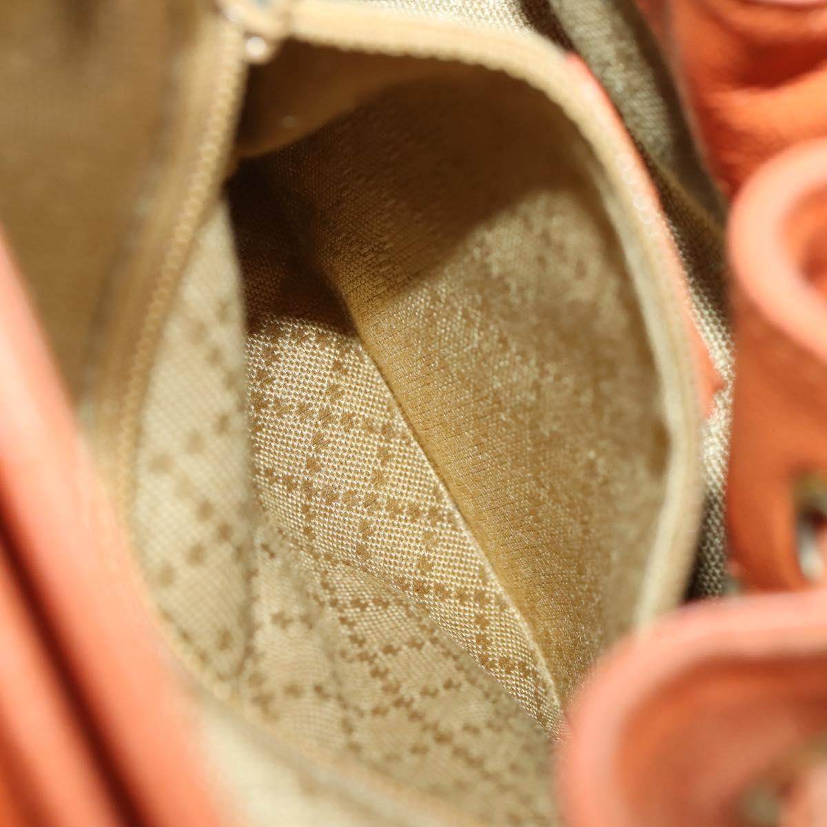 GUCCI Bamboo Backpack Suede Orange Gold Auth 169373