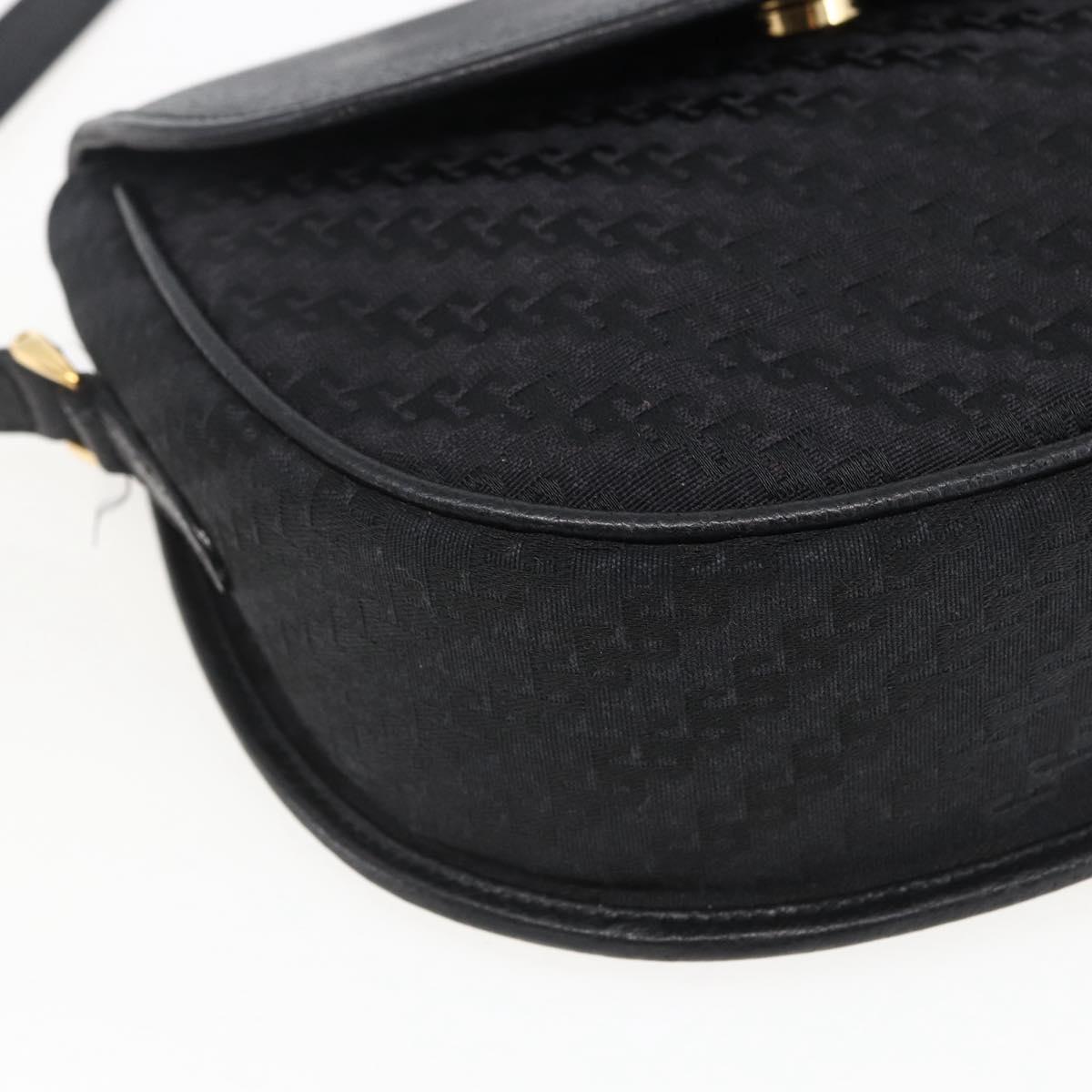 GUCCI Shoulder Bag Canvas Black Gold 007 115 0074 Auth 169374