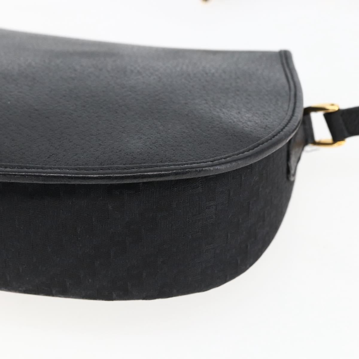 GUCCI Shoulder Bag Canvas Black Gold 007 115 0074 Auth 169374