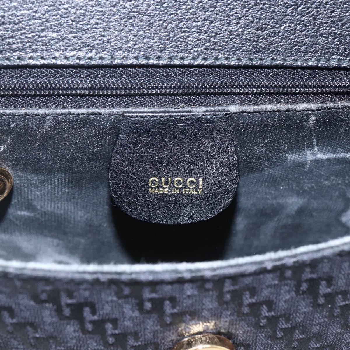 GUCCI Shoulder Bag Canvas Black Gold 007 115 0074 Auth 169374