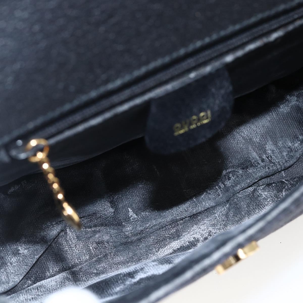 GUCCI Shoulder Bag Canvas Black Gold 007 115 0074 Auth 169374