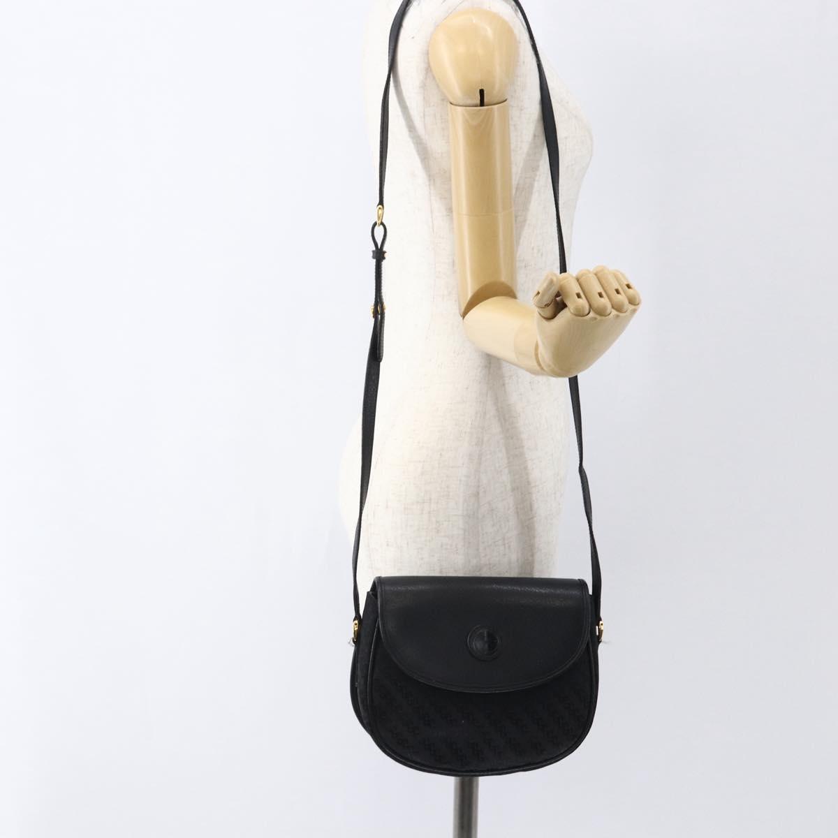 GUCCI Shoulder Bag Canvas Black Gold 007 115 0074 Auth 169374