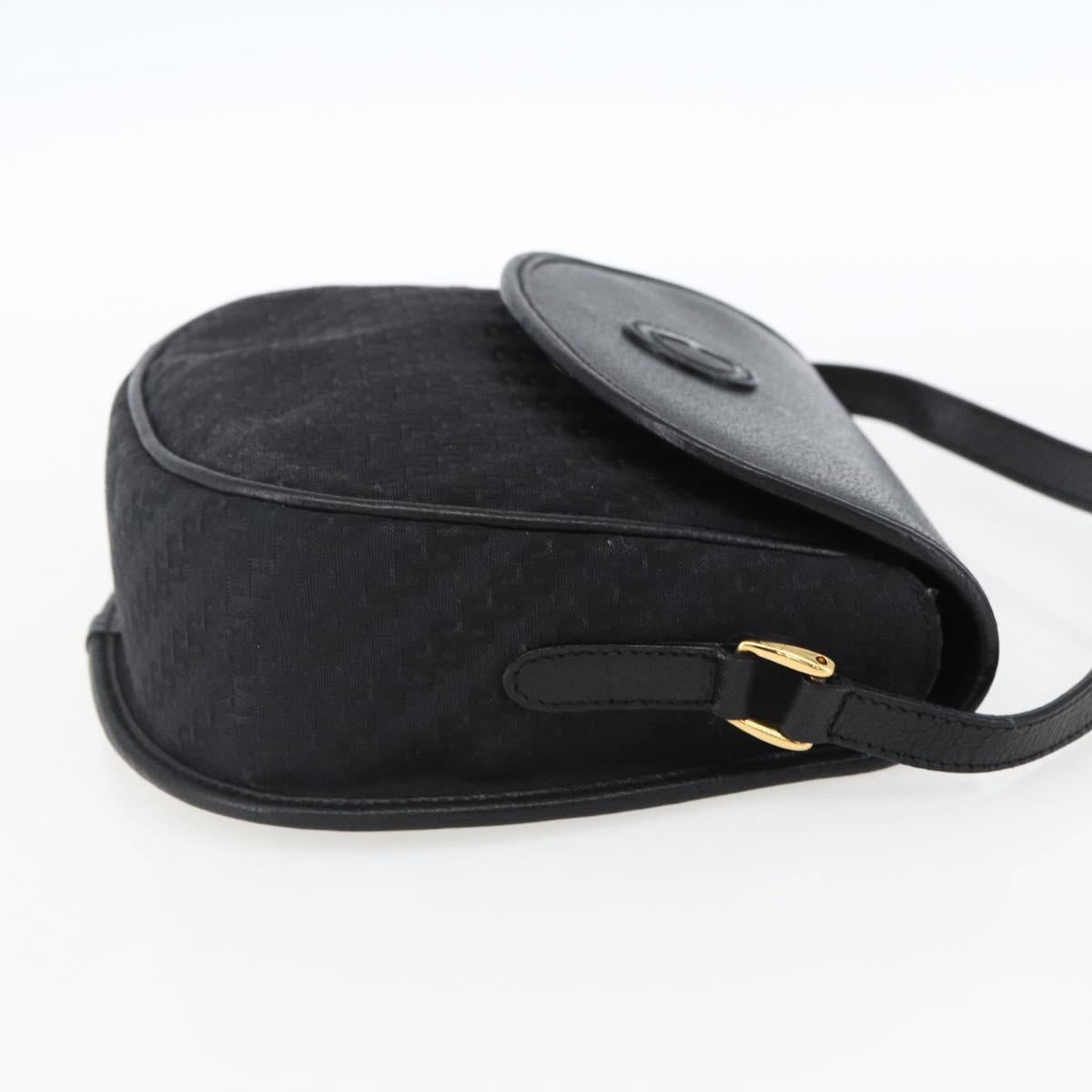 GUCCI Shoulder Bag Canvas Black Gold 007 115 0074 Auth 169374