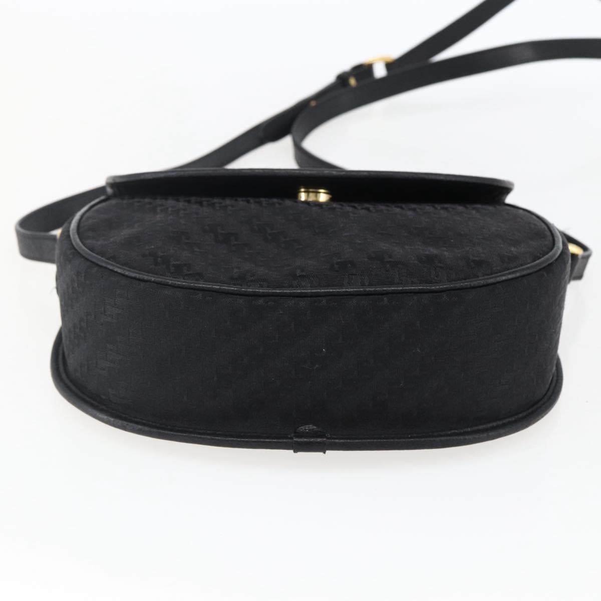 GUCCI Shoulder Bag Canvas Black Gold 007 115 0074 Auth 169374