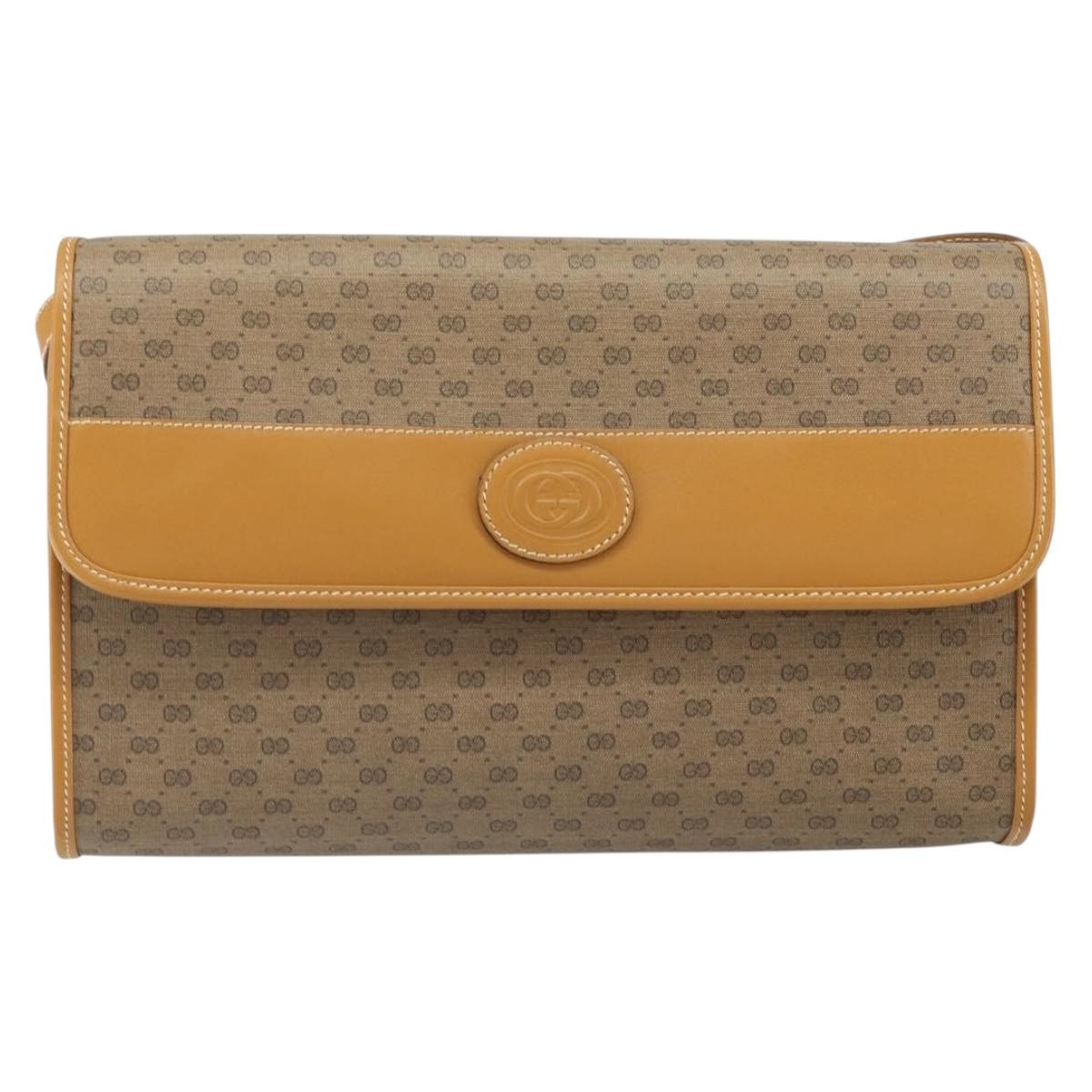 GUCCI Micro GG Supreme Shoulder Bag PVC Beige Gold 004 58 0264 Auth 169375